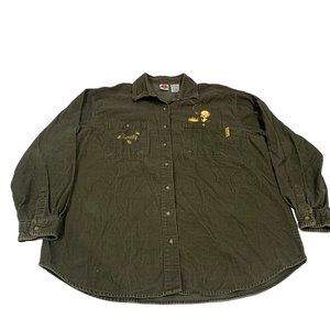Vintage 2001 Warner Bros Looney Tunes Tweety Corduroy L/S Button down Size Large